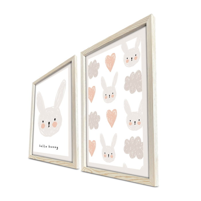 Wallity Cuadro Decorativo Enmarcado en MDF de 2 Piezas Crema y Blanco